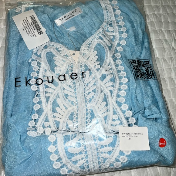 Light Blue Light Weight Gauzy Bathing Suit Cover Up,  Lg NWT - Picture 2 of 8